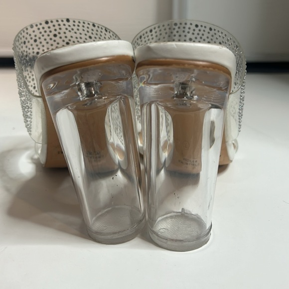 Cushionaire Clear Block Heel Sparkle Party Club 7 - Picture 4 of 5